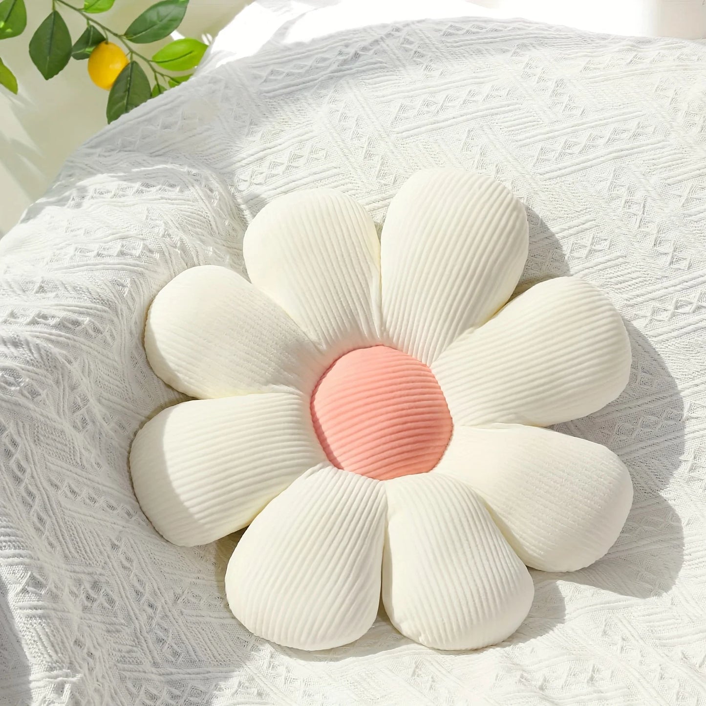 Coussin Kawaii Tournesol blanc