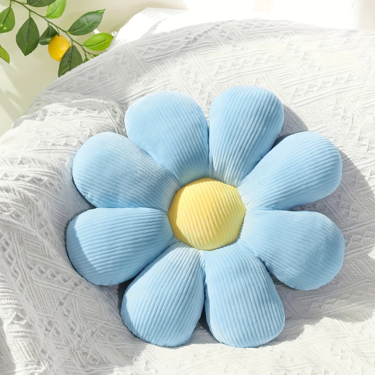 Coussin Kawaii Tournesol bleu