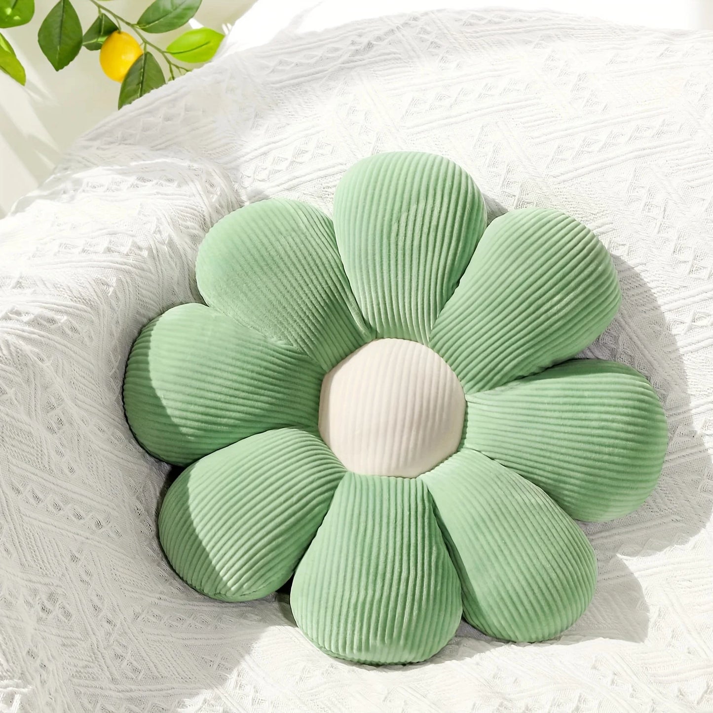 Coussin Kawaii Tournesol vert