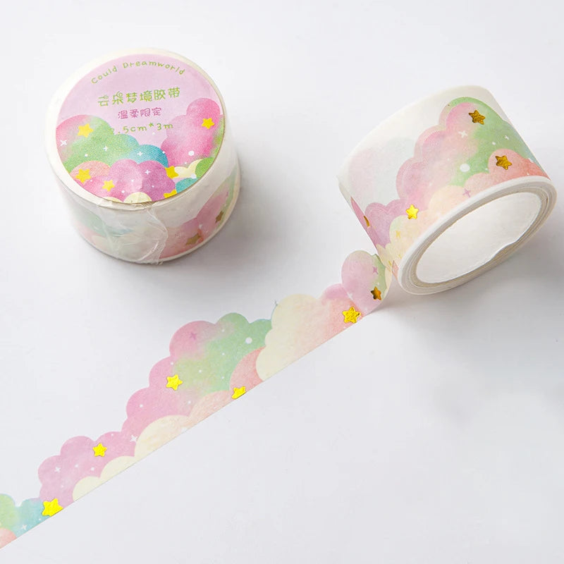 Masking_Tape_Nuages_Kawaii vert rose