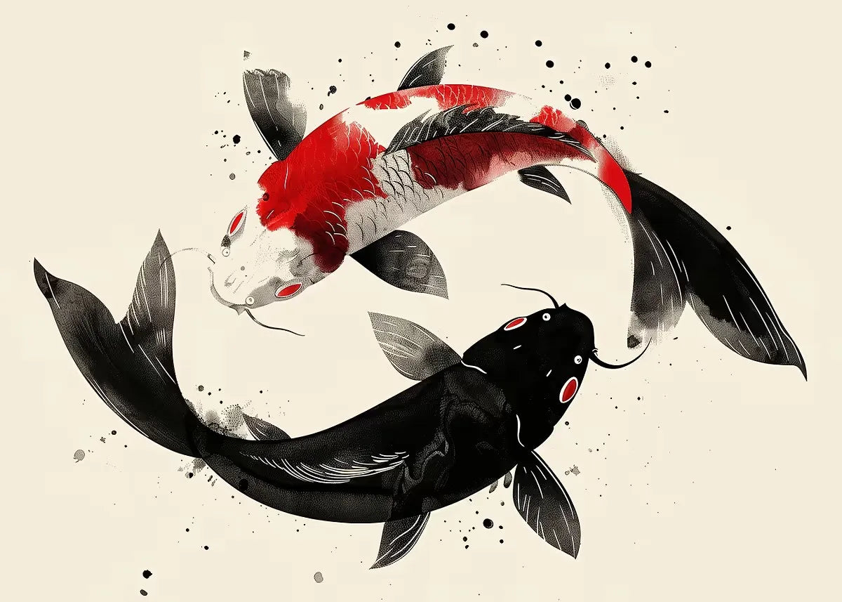 Poster Japon Couleurs Traditionnelles Carpe koï