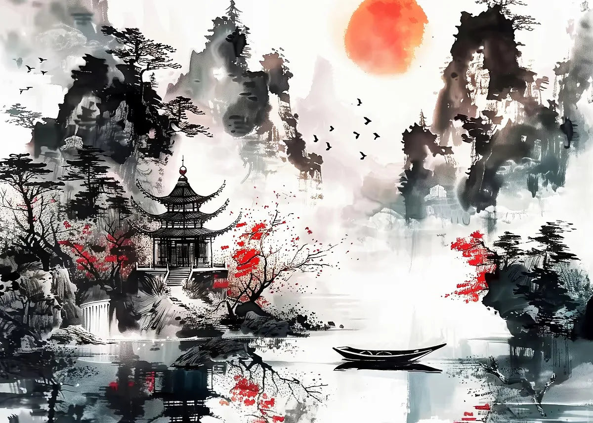Poster Japon Couleurs Traditionnelles Composition