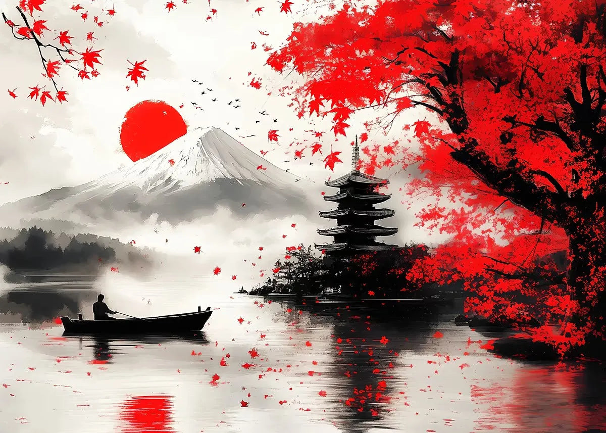 Poster Japon Couleurs Traditionnelles Mont Fuji 3