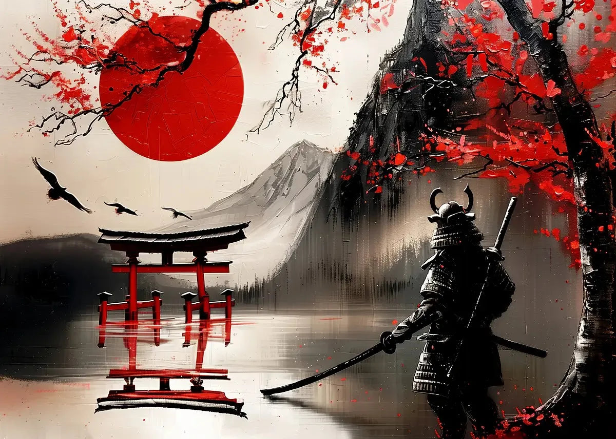 Poster Japon Couleurs Traditionnelles Samouraï