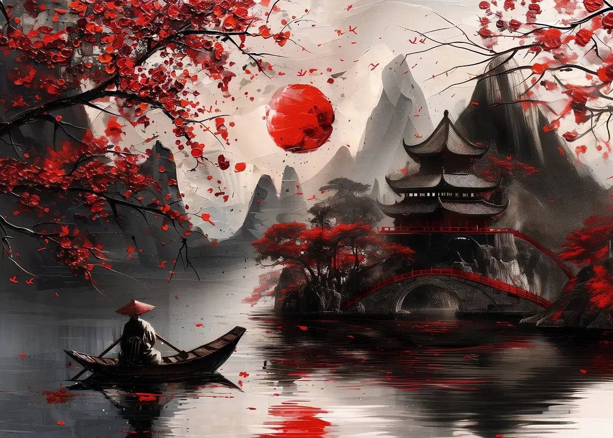 Poster Japon Couleurs Traditionnelles temple