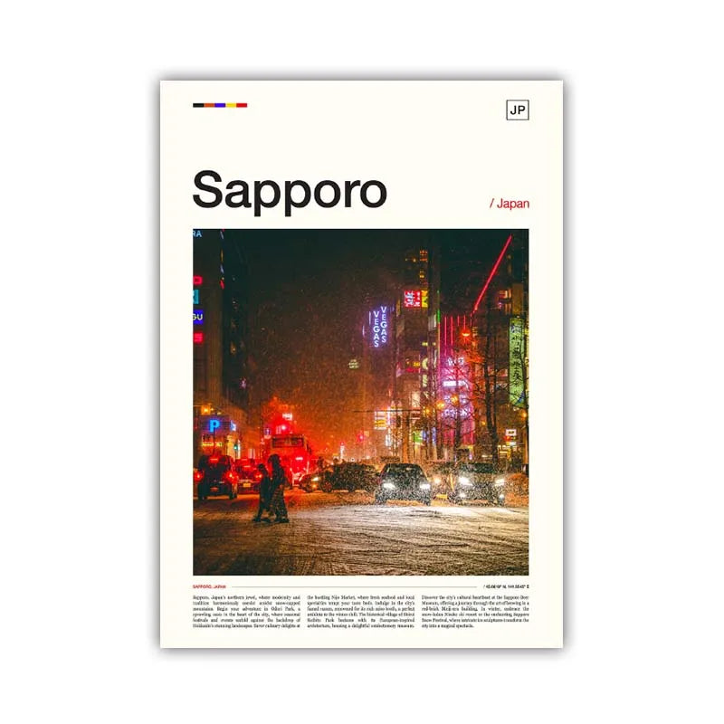 Poster Japon Sapporo neige
