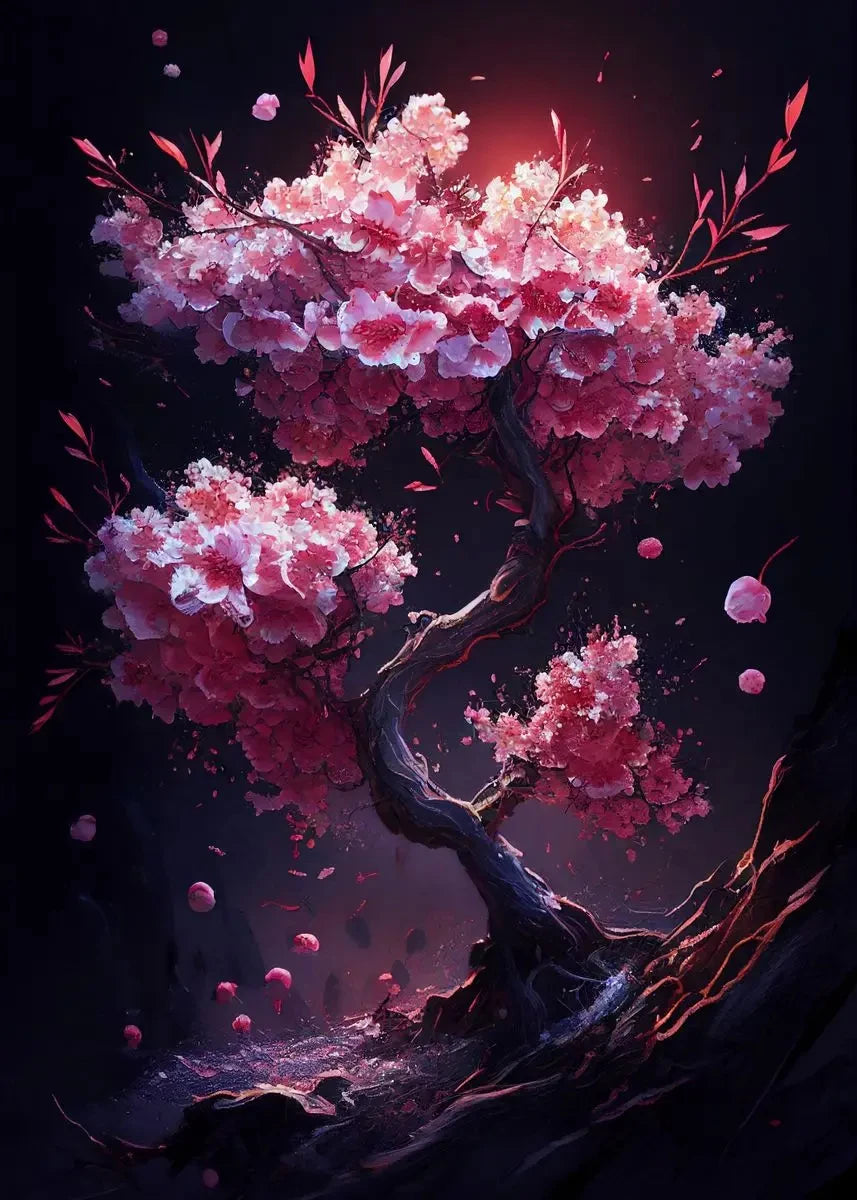 Poster Kawaii Sakura nuit