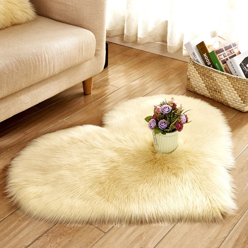 Tapis Kawaii Coeur Doux beige