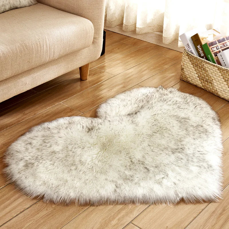 Tapis Kawaii Coeur Doux blanc et noir