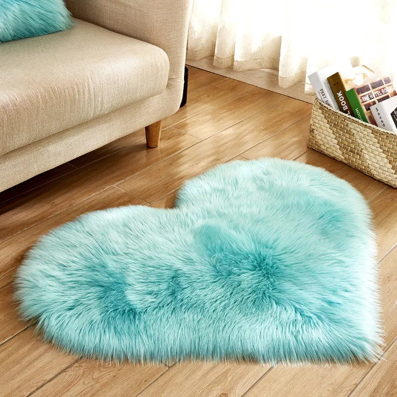 Tapis Kawaii Coeur Doux bleu