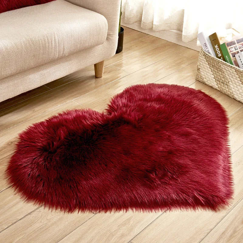Tapis Kawaii Coeur Doux bordeau