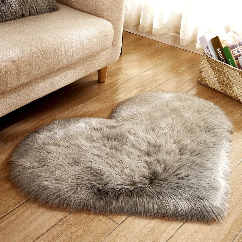 Tapis Kawaii Coeur Doux gris