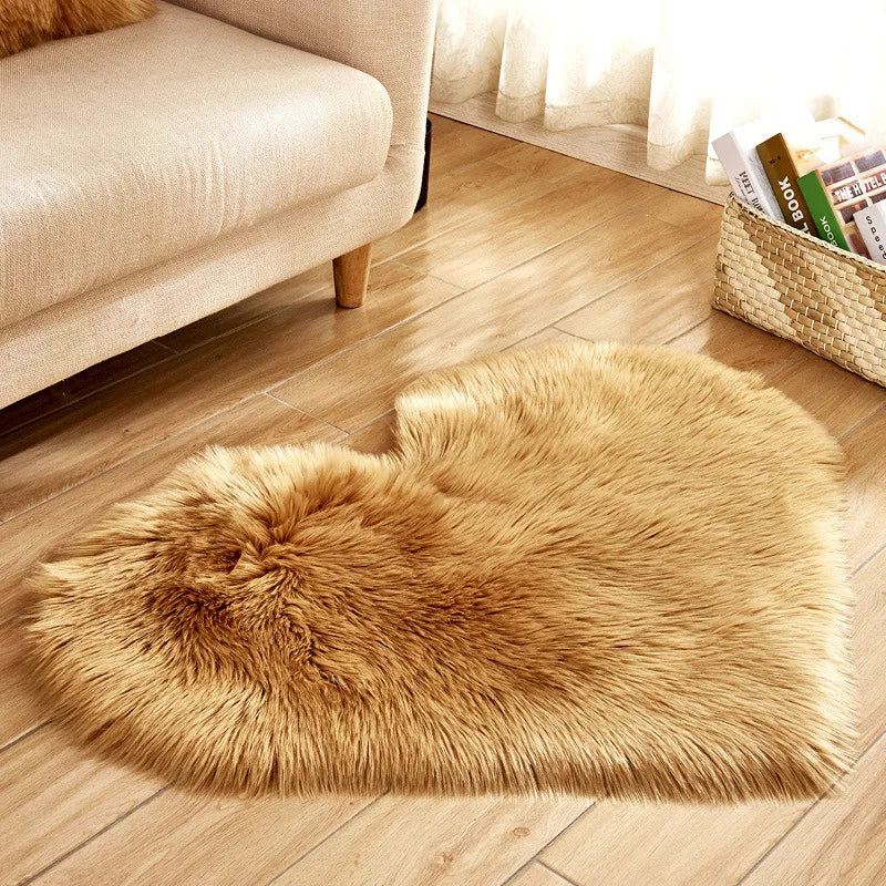 Tapis Kawaii Coeur Doux marron