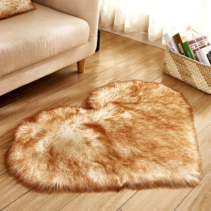 Tapis Kawaii Coeur marron et blanc