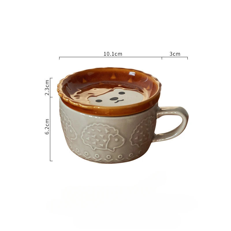 Tasse Kawaii ceramique blanche et marron