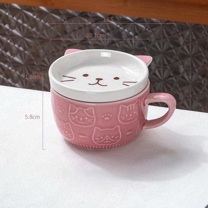 Tasse Kawaii ceramique blanche et rose