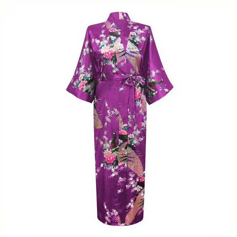Yukata Kawaii en Satin violet fonce