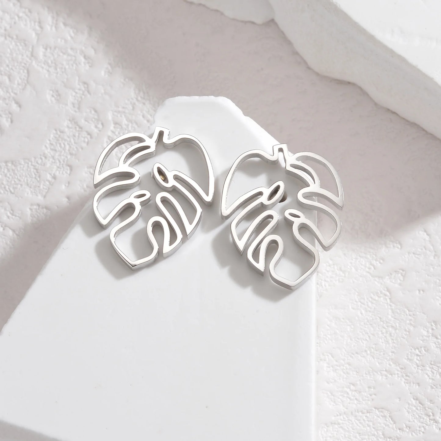 Boucles D'oreilles Kawaii Feuilles argentee