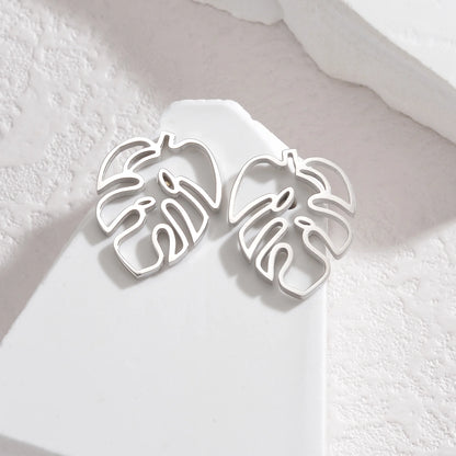 Boucles D'oreilles Kawaii Feuilles argentee