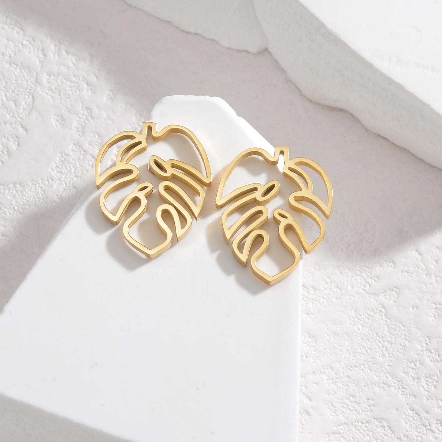 Boucles D'oreilles Kawaii Feuilles dore