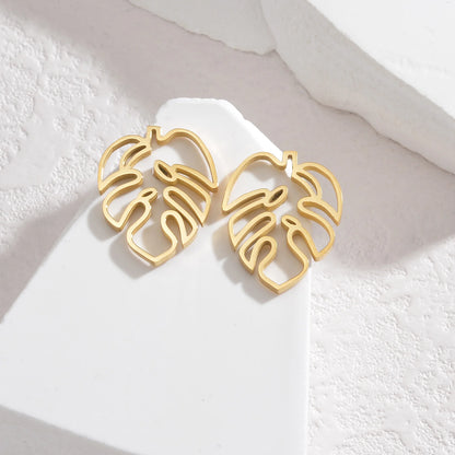 Boucles D'oreilles Kawaii Feuilles dore