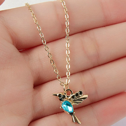 Collier Kawaii Colibri et pierre bleu