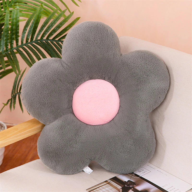 Coussin Kawaii Fleur gris
