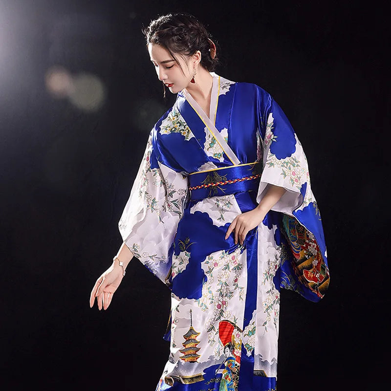 Kimono Traditionnel bleu et blanc