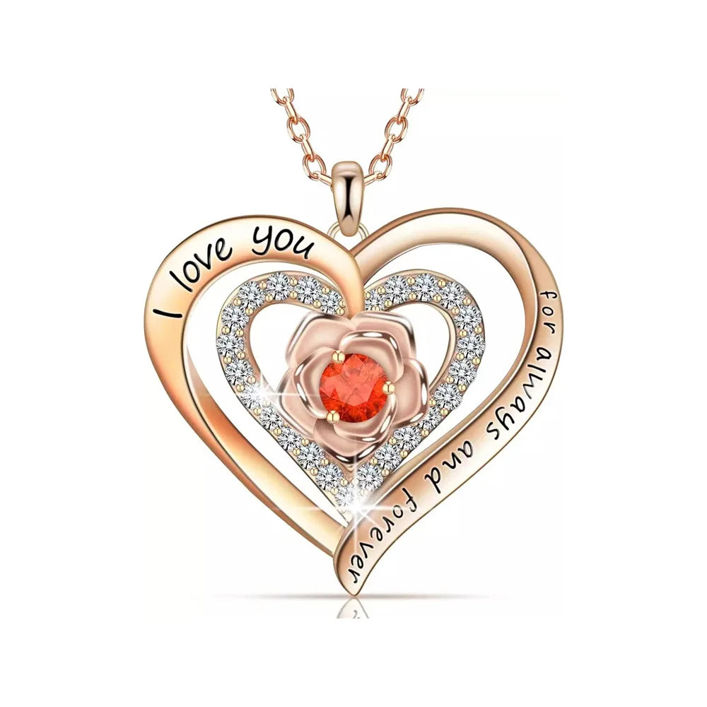 Pendentif Kawaii Cœur Zircon i love you dore rose