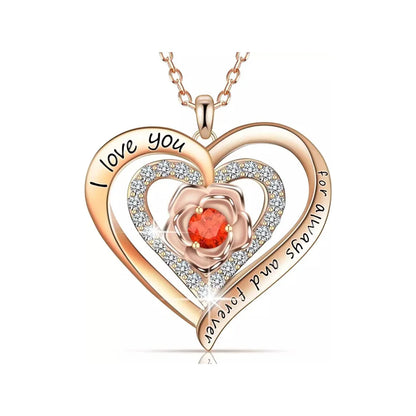 Pendentif Kawaii Cœur Zircon i love you dore rose