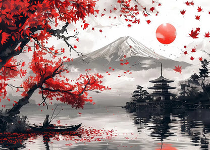 Poster Japon Couleurs Traditionnelles Mont Fuji