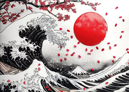 Poster Japon Couleurs Traditionnelles Vague