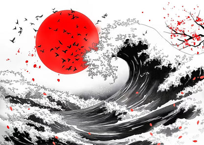 Poster Japon Couleurs Traditionnelles Vagues