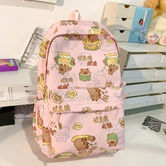 Sac à Dos Kawaii Capybara rose