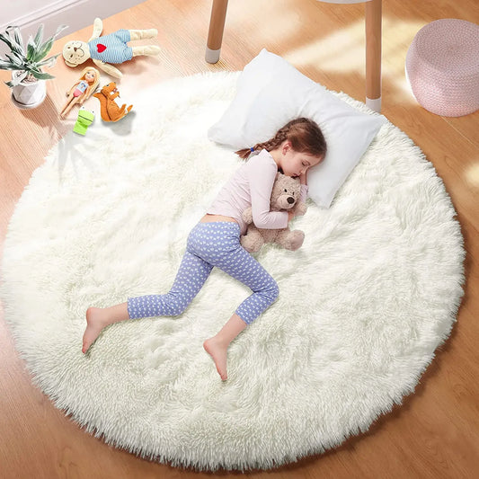 Tapis Kawaii circulaire blanc