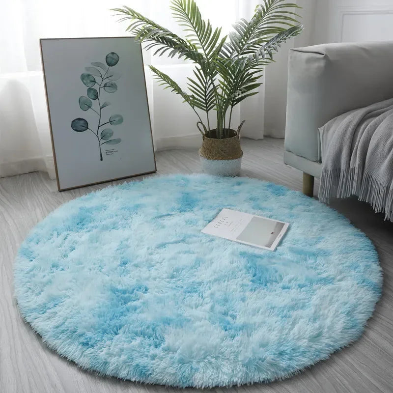 Tapis Kawaii circulaire bleu
