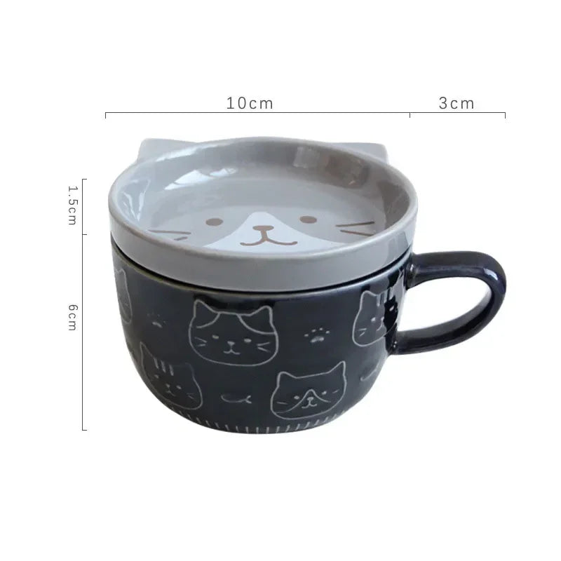 Tasse Kawaii céramique chat bleu