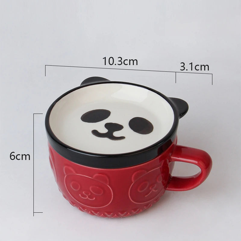 Tasse Kawaii ceramique panda rouge