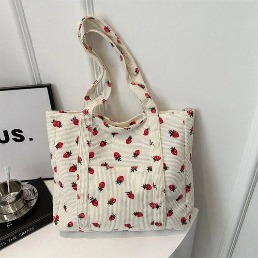 Tote Bag Kawaii blanc et fraises
