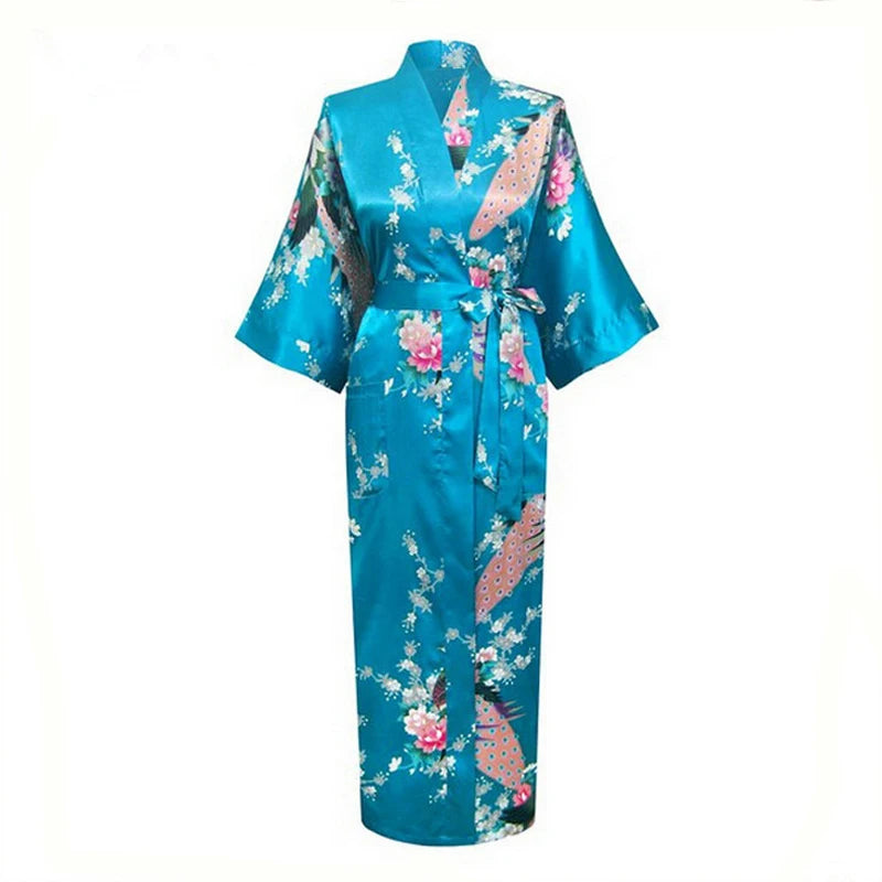 Yukata Kawaii en Satin Bleu